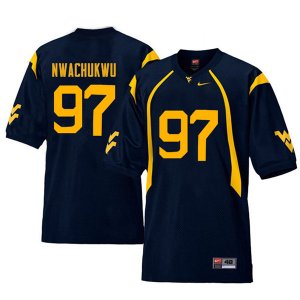 Men's West Virginia Mountaineers NCAA #97 Noble Nwachukwu Navy Authentic Nike Retro Stitched College Football Jersey AG15W21DI